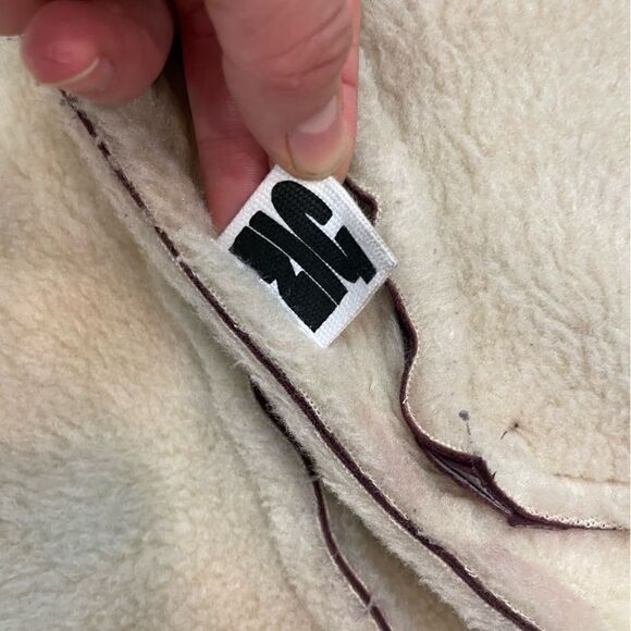 Zig Zag Faux Shearling Bomber Jacket Short Biker Zipper Jacket Leather Aviator - Picture 6 of 9